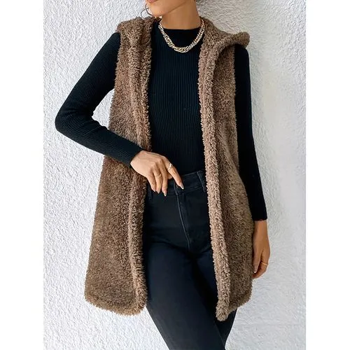 Women's Casual Solid Color Placket Coat Cardigan Vest