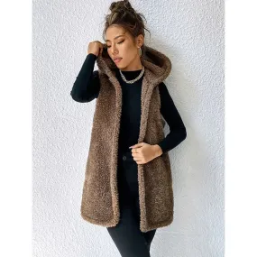 Women's Casual Solid Color Placket Coat Cardigan Vest