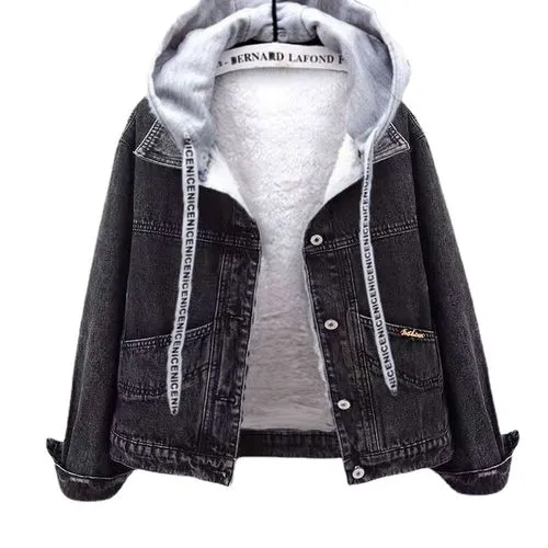 Women's Streetwear Letter Single Breasted Coat Denim Jacket