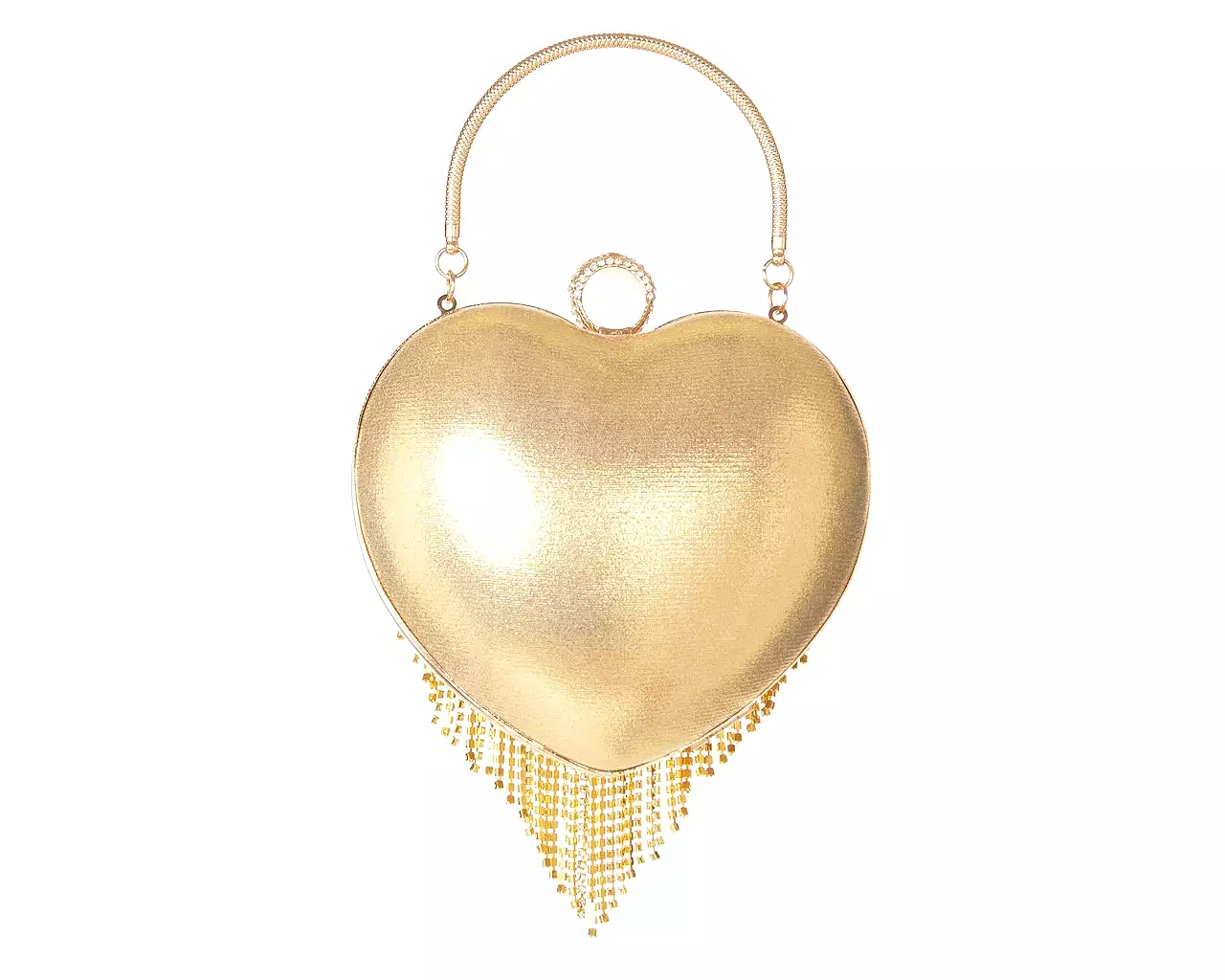 Women's Rhinestone Fringe Heart Clutch Bag