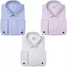 Xact Mens Herringbone Double Cuff Long Sleeved Formal/ Dress Shirt - Cufflinks Included