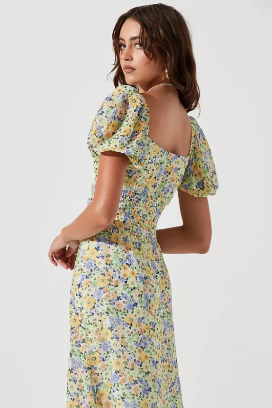 Yellow green floral Irma dress