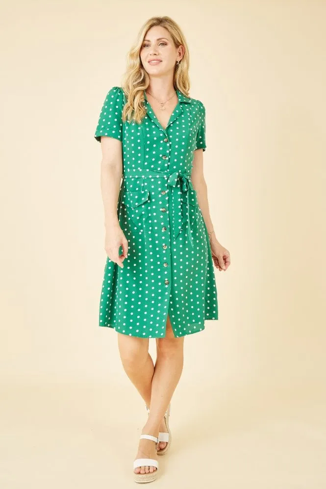 Yumi Green Spot Retro Shirt Dress