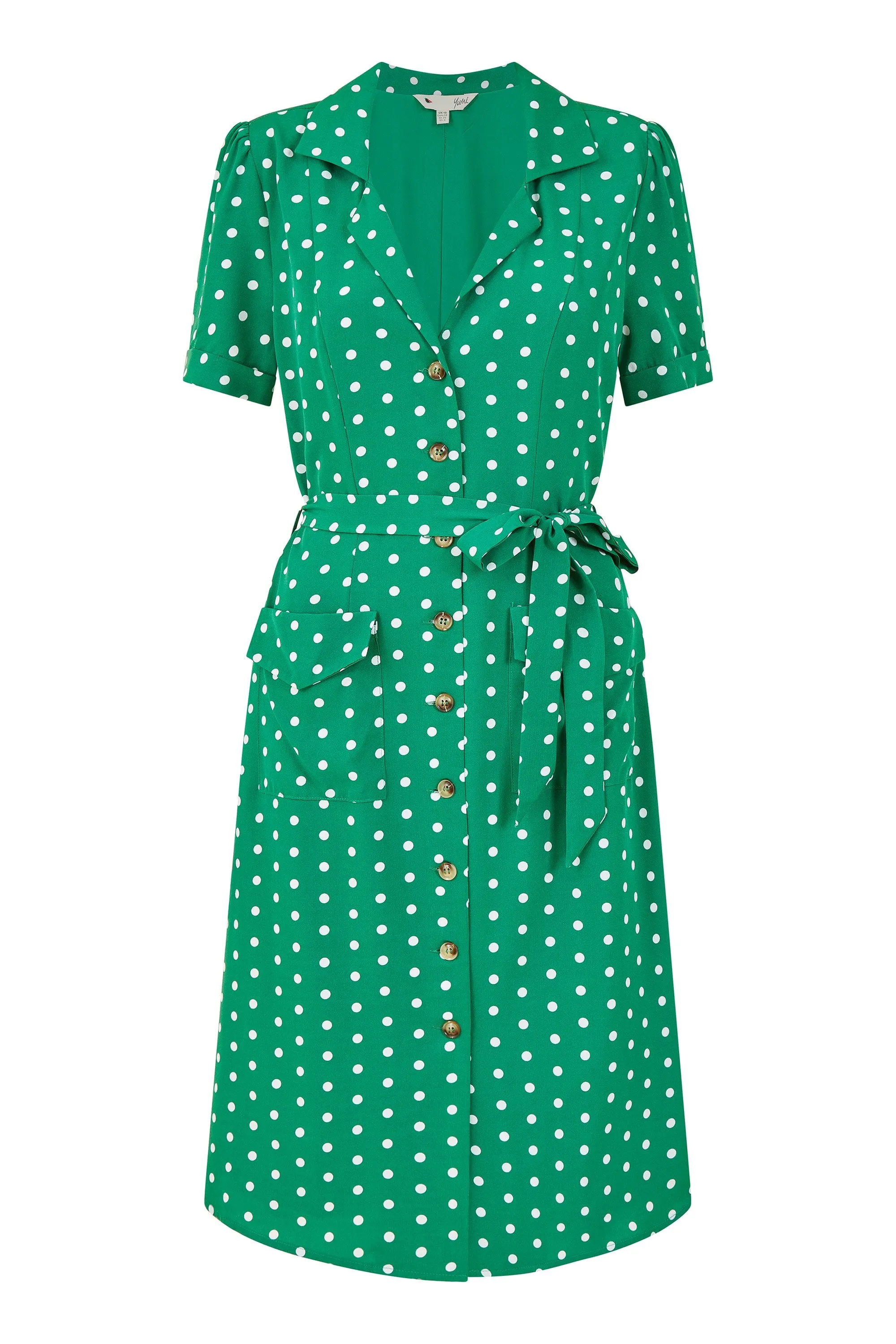 Yumi Green Spot Retro Shirt Dress