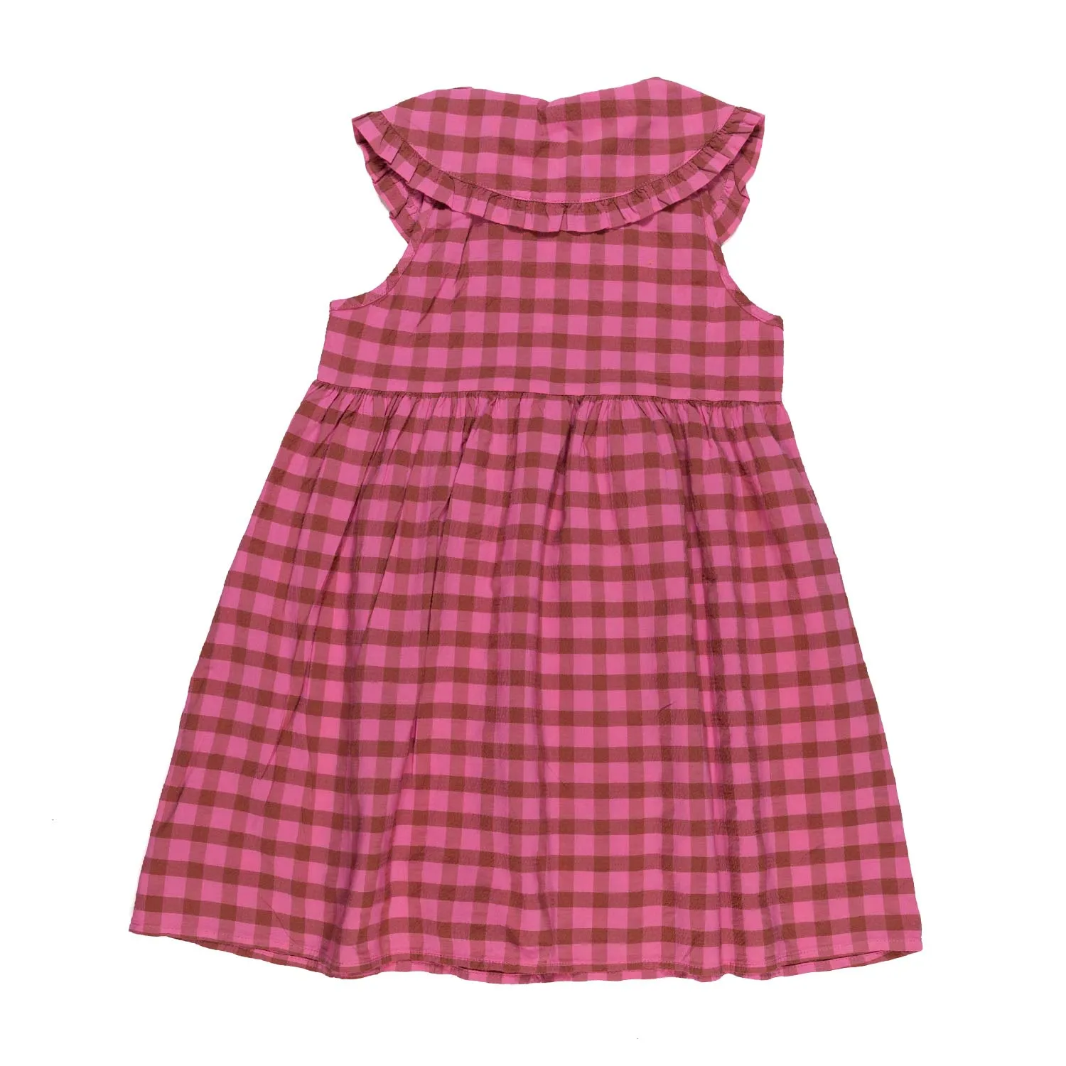 Zhoe & Tobiah Pink And Hazelnut Checked Dress For Girls