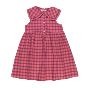 Zhoe & Tobiah Pink And Hazelnut Checked Dress For Girls