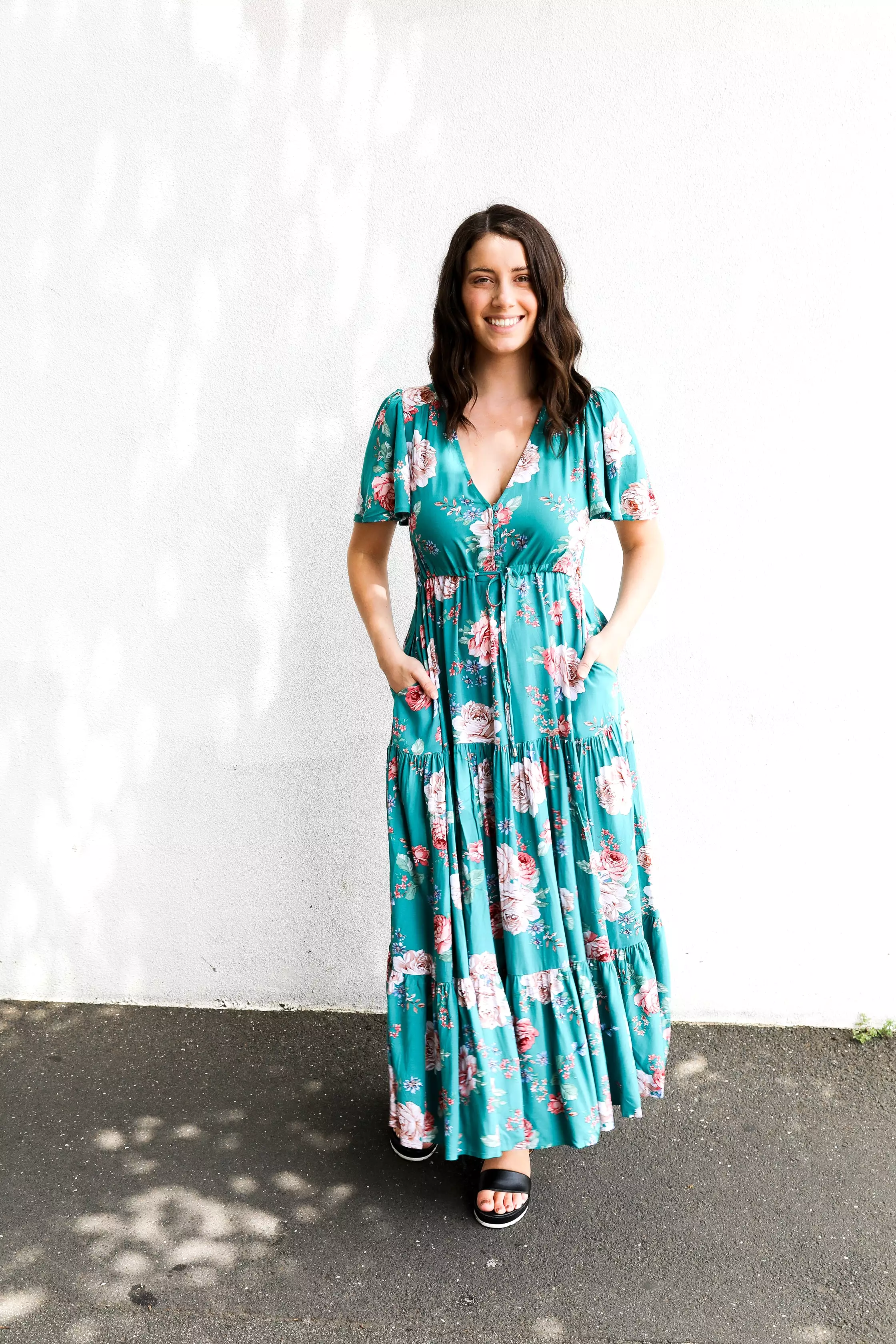 Zoe Maxi (Teal Floral)